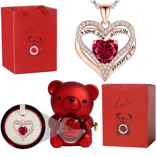 HiddenAmour Rotating Rose Bear - Surprise Jewelry Reveal Box