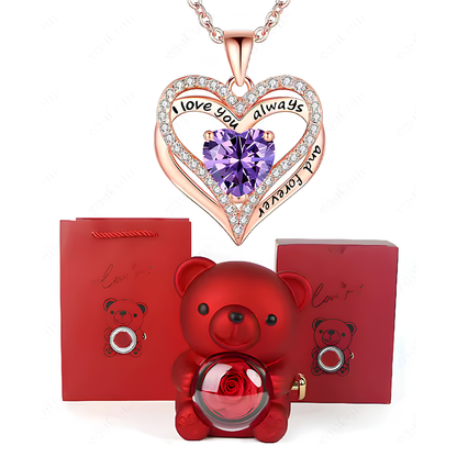 HiddenAmour Rotating Rose Bear - Surprise Jewelry Reveal Box