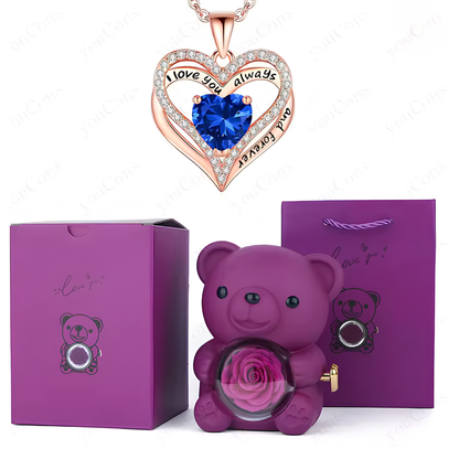 HiddenAmour Rotating Rose Bear - Surprise Jewelry Reveal Box