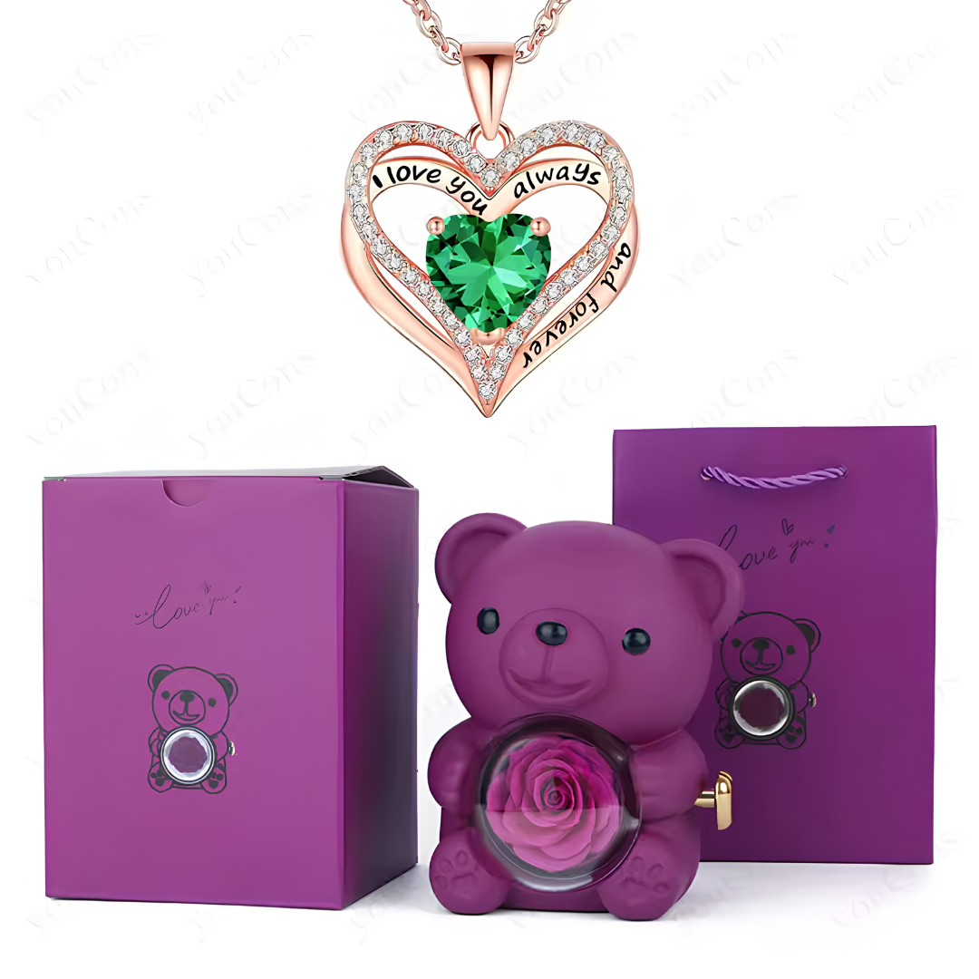 HiddenAmour Rotating Rose Bear - Surprise Jewelry Reveal Box