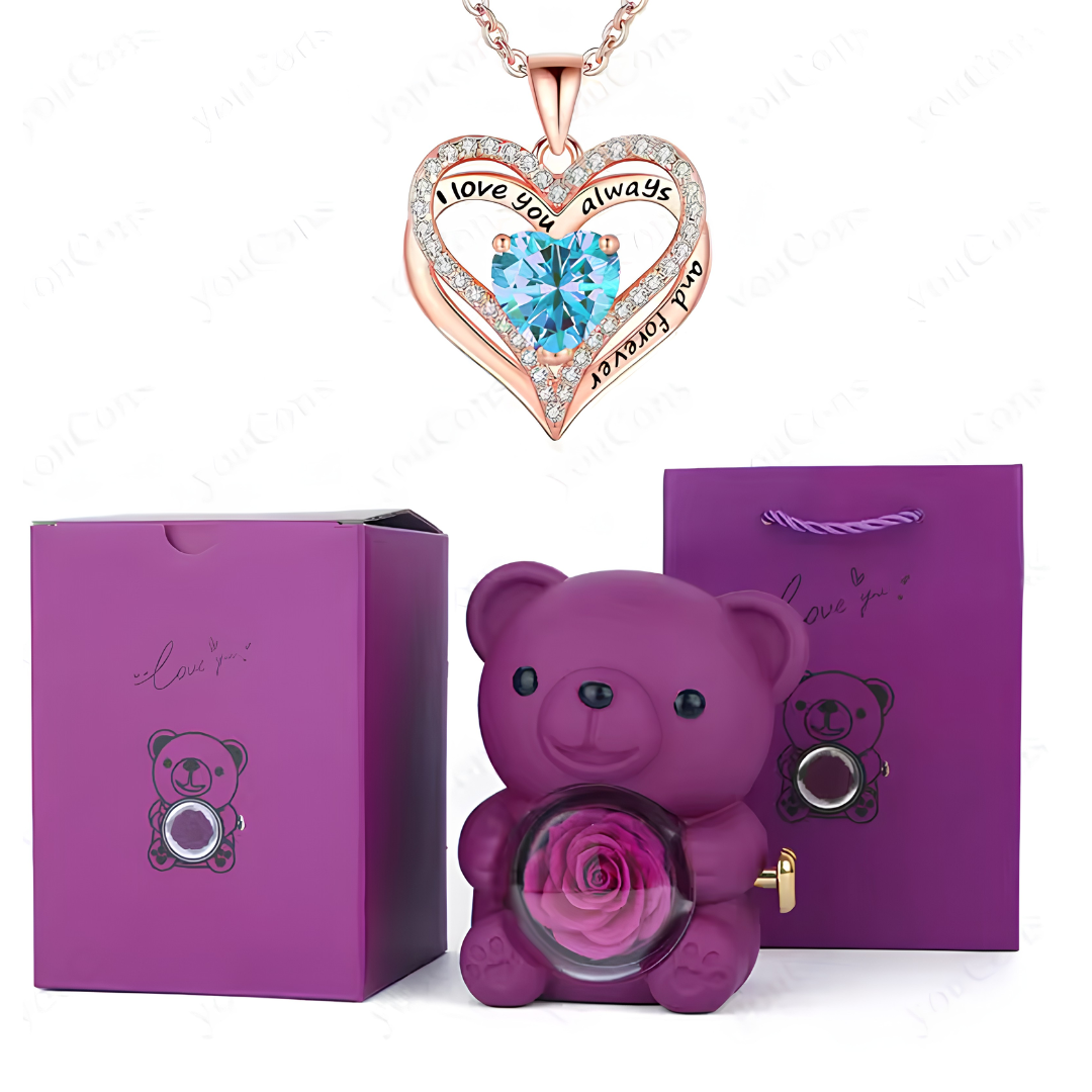 HiddenAmour Rotating Rose Bear - Surprise Jewelry Reveal Box