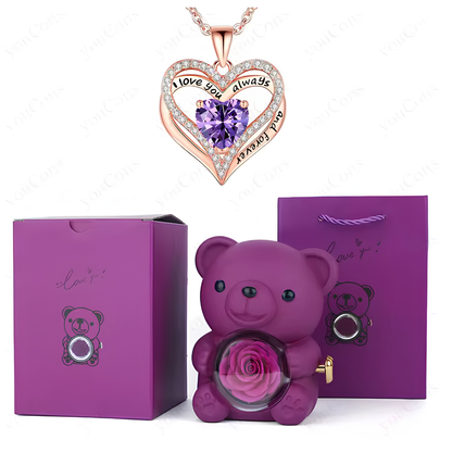 HiddenAmour Rotating Rose Bear - Surprise Jewelry Reveal Box