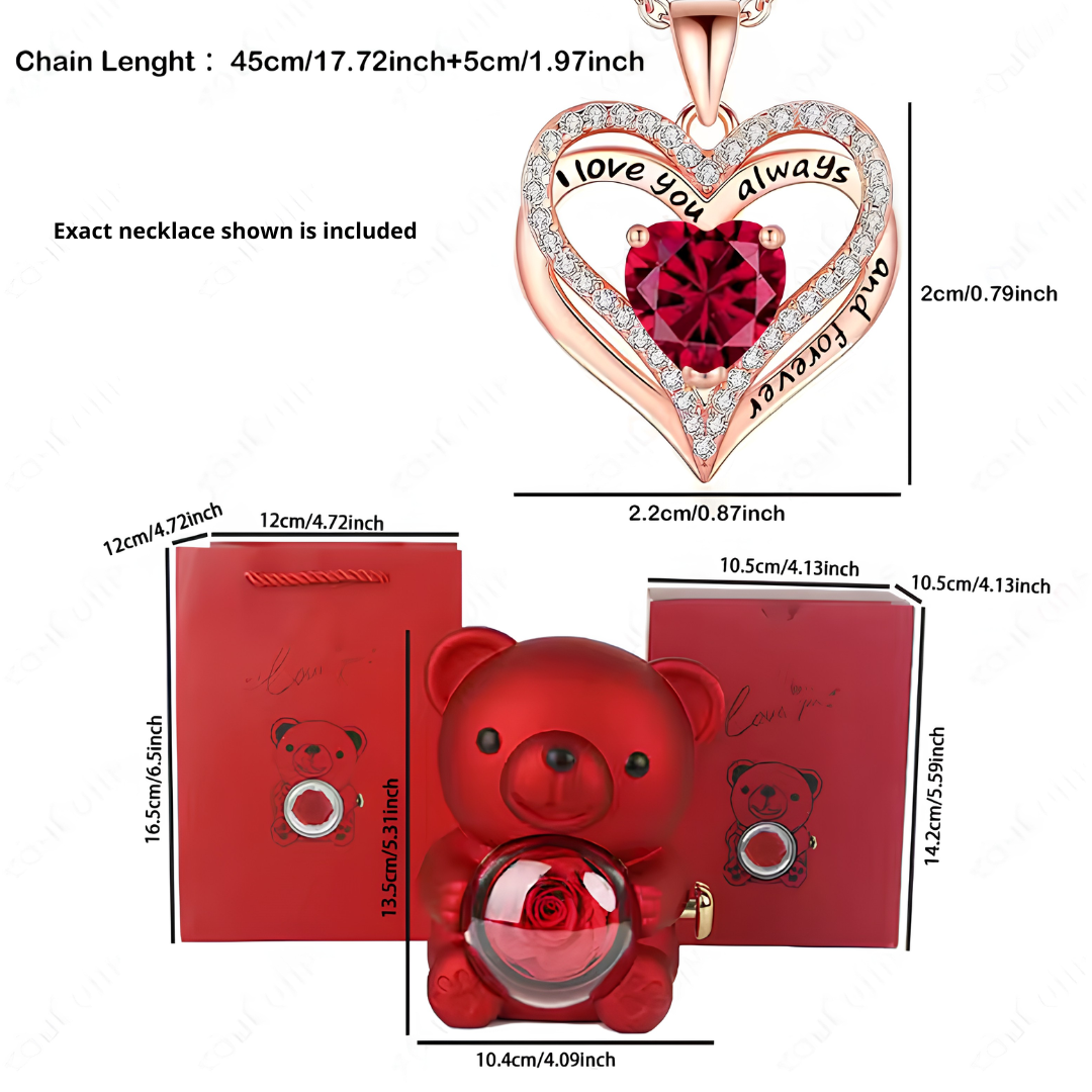 HiddenAmour Rotating Rose Bear - Surprise Jewelry Reveal Box