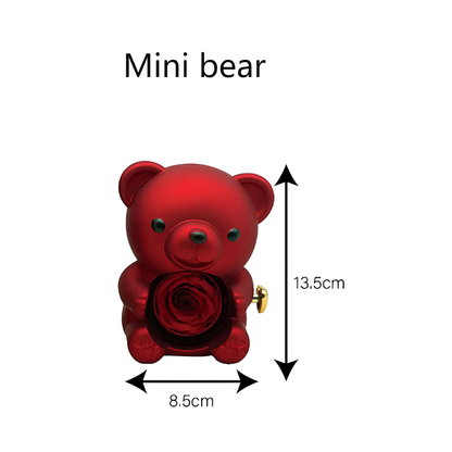Eternal Bond Personalized Names Heart Necklace & Mechanical Rose Bear Set