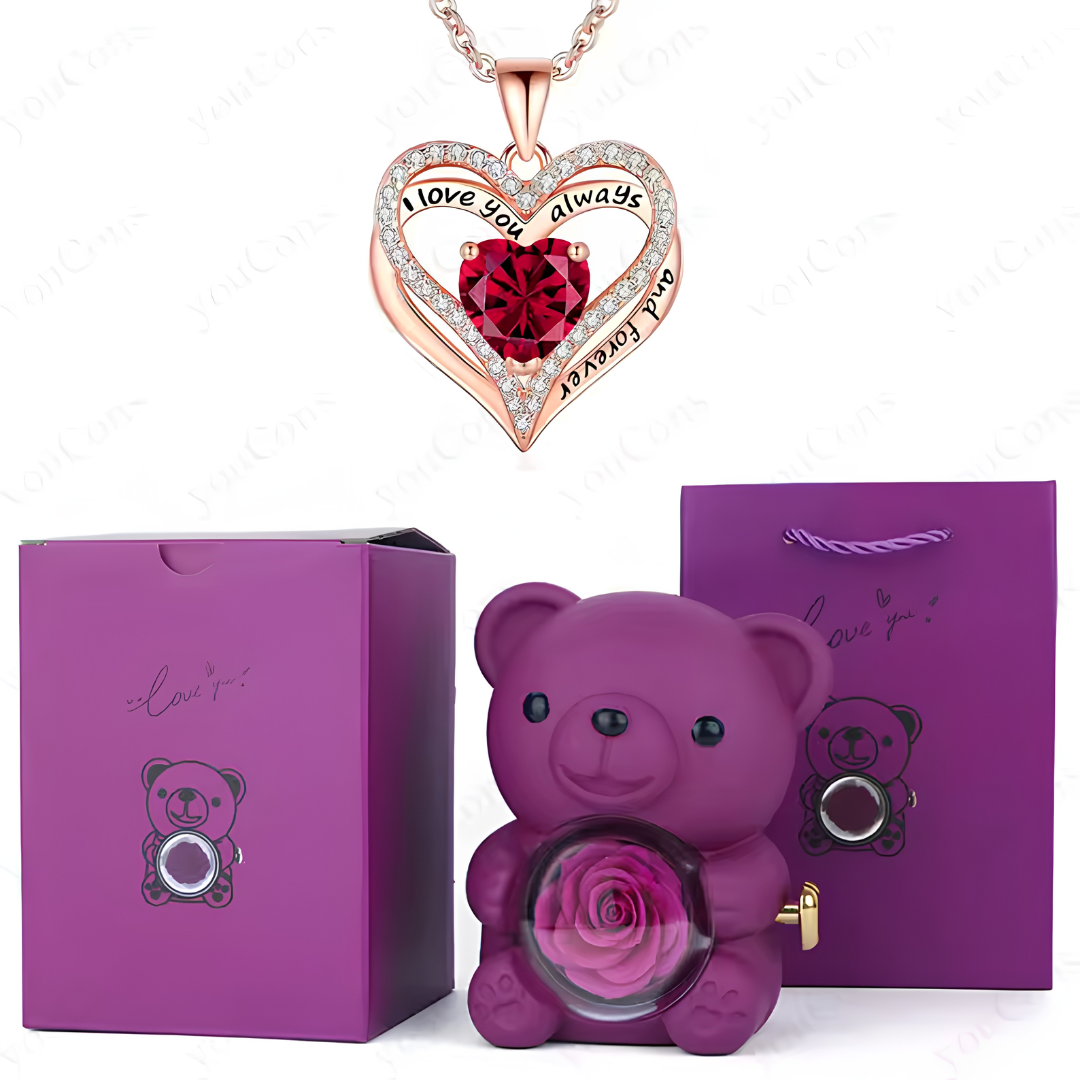 HiddenAmour Rotating Rose Bear - Surprise Jewelry Reveal Box
