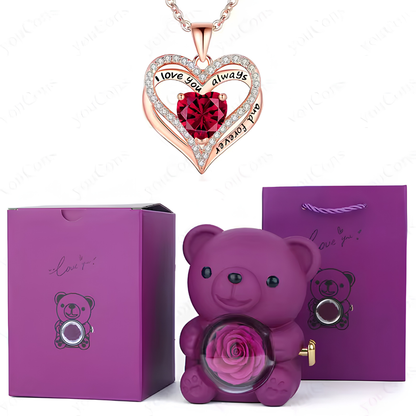 HiddenAmour Rotating Rose Bear - Surprise Jewelry Reveal Box
