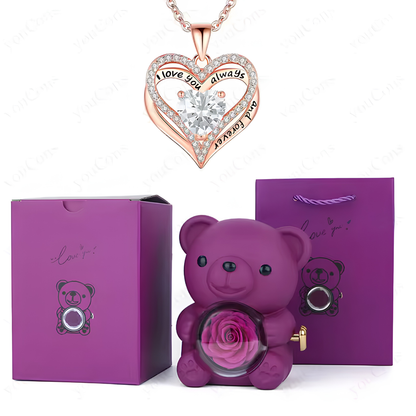 HiddenAmour Rotating Rose Bear - Surprise Jewelry Reveal Box