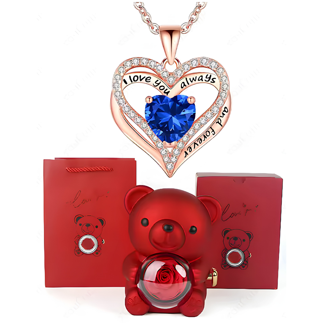 HiddenAmour Rotating Rose Bear - Surprise Jewelry Reveal Box