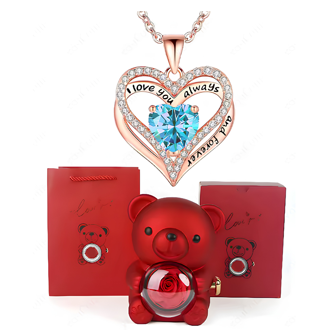 HiddenAmour Rotating Rose Bear - Surprise Jewelry Reveal Box