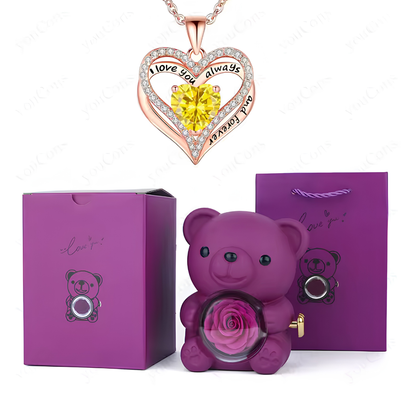 HiddenAmour Rotating Rose Bear - Surprise Jewelry Reveal Box
